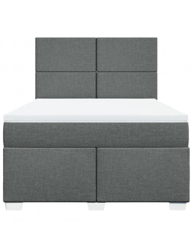 Giroletto a Molle con Materasso Grigio Scuro 140x190 cm Tessuto