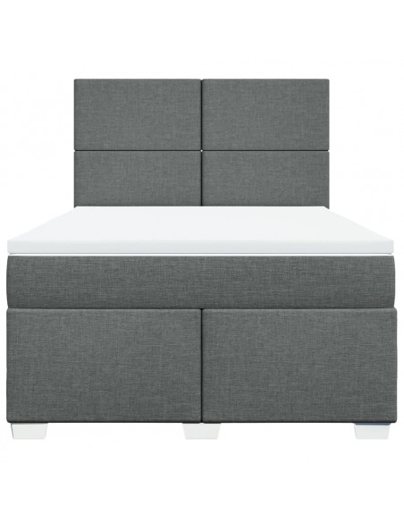 Giroletto a Molle con Materasso Grigio Scuro 140x190 cm Tessuto