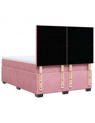 Giroletto a Molle con Materasso Rosa 140x190 cm in Velluto