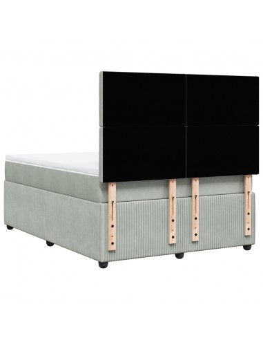 Giroletto a Molle con Materasso Grigio Chiaro 140x190cm Velluto