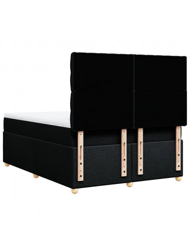 Giroletto a Molle con Materasso Nero 140x190 cm in Tessuto