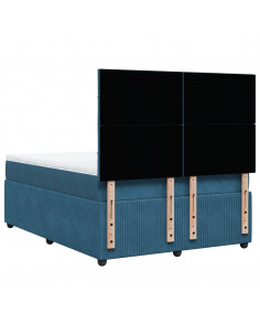 Giroletto a Molle con Materasso Blu 140x190 cm in Velluto 2