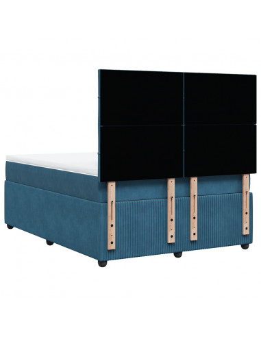 Giroletto a Molle con Materasso Blu 140x190 cm in Velluto