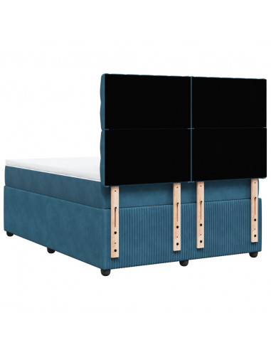 Giroletto a Molle con Materasso Blu 140x190 cm in Velluto