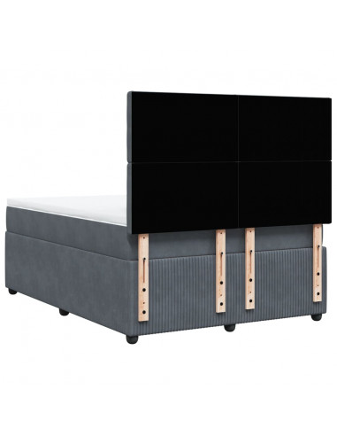 Giroletto a Molle con Materasso Grigio Scuro 140x190 cm Velluto