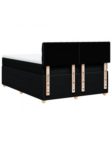 Giroletto a Molle con Materasso Nero 140x190 cm in Tessuto