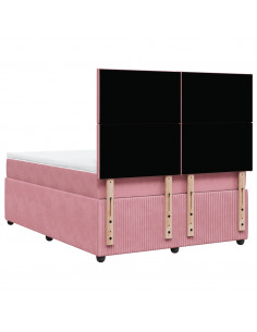 Giroletto a Molle con Materasso Rosa 140x190 cm in Velluto 2