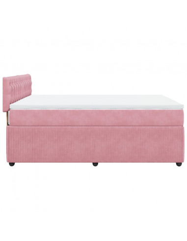 Giroletto a Molle con Materasso Rosa 140x190 cm in Velluto