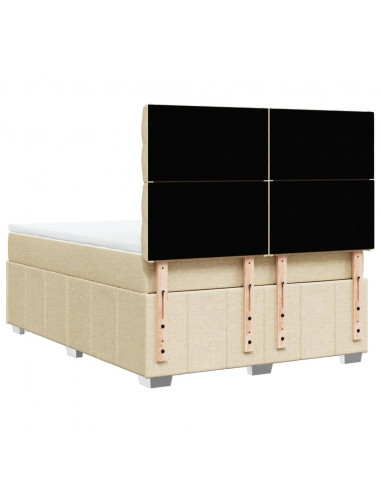 Giroletto a Molle con Materasso Crema 140x19 cm in Tessuto