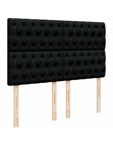 Giroletto a Molle con Materasso Nero 140x190 cm in Tessuto