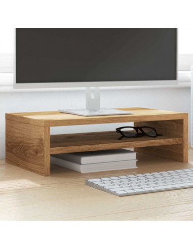 Supporto Monitor Rovere Artigianale 42x24x13 cm Multistrato