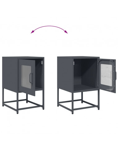 Comodino Antracite 36x39x60,5 cm in Acciaio Laminato a Freddo