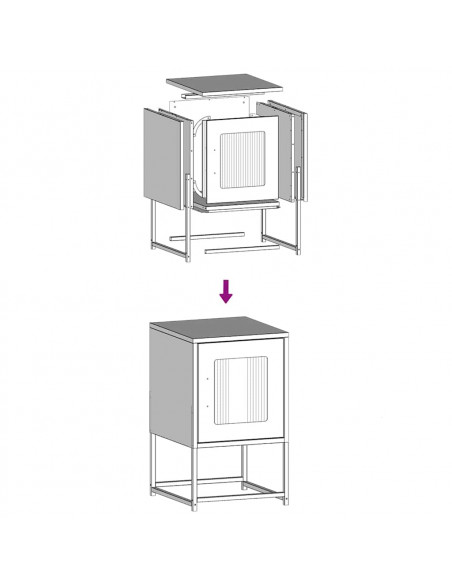Comodino Antracite 36x39x60,5 cm in Acciaio Laminato a Freddo