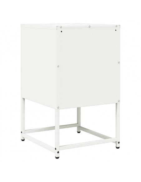 Comodino Bianco 36x39x60,5 cm in Acciaio Laminato a Freddo