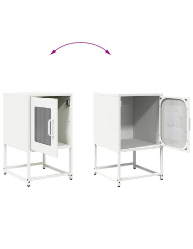 Comodino Bianco 36x39x60,5 cm in Acciaio Laminato a Freddo