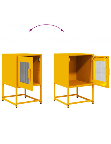 Comodino Giallo Senape 36x39x60,5 cm Acciaio Laminato a Freddo