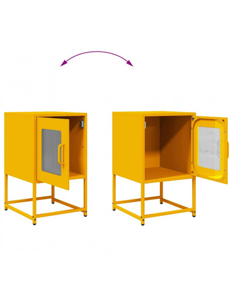 Comodino Giallo Senape 36x39x60,5 cm Acciaio Laminato a Freddo