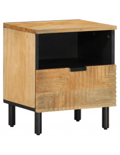 Comodino Marrone 40x33x46 cm in Legno Massello di Mango