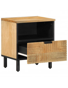 Comodino Marrone 40x33x46 cm in Legno Massello di Mango 2