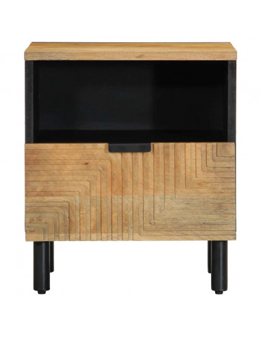 Comodino Marrone 40x33x46 cm in Legno Massello di Mango