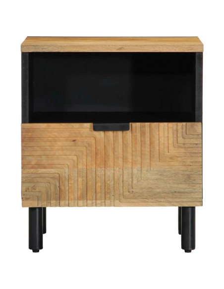 Comodino Marrone 40x33x46 cm in Legno Massello di Mango