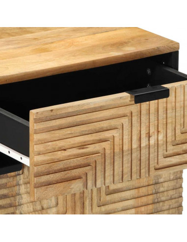 Comodino Marrone 50x33x60 cm in Legno Massello di Mango