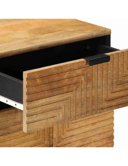 Comodino Marrone 50x33x60 cm in Legno Massello di Mango