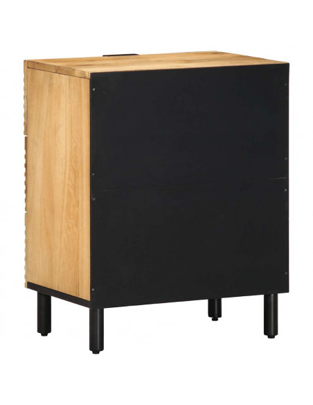 Comodino Marrone 50x33x60 cm in Legno Massello di Mango