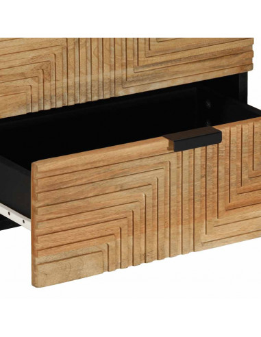Comodino Marrone 50x33x60 cm in Legno Massello di Mango