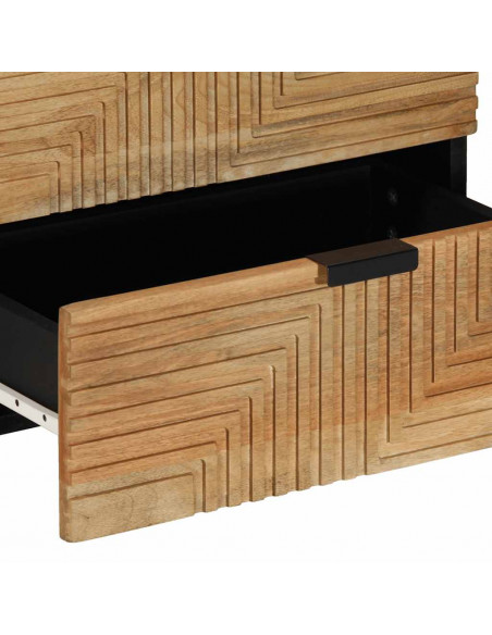 Comodino Marrone 50x33x60 cm in Legno Massello di Mango