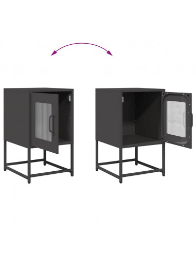 Comodino Nero 36x39x60,5 cm in Acciaio Laminato a Freddo