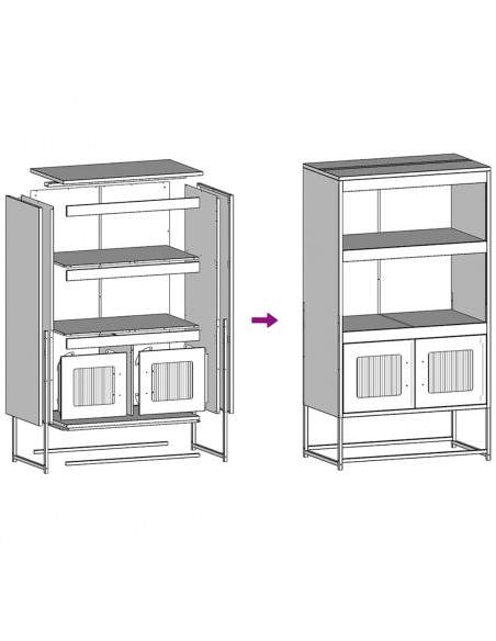 Credenza Nera 68x39x123 cm in Acciaio