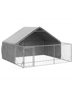 Cuccia per Cani da Esterno con Recinto 3x3x1,9m Acciaio Zincato