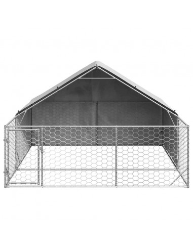 Cuccia per Cani da Esterno con Recinto 3x3x1,9m Acciaio Zincato