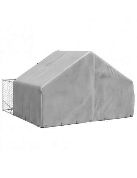 Cuccia per Cani da Esterno con Recinto 3x3x1,9m Acciaio Zincato