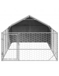 Cuccia per Cani da Esterno con Recinto 4x2x1,5m Acciaio Zincato 2