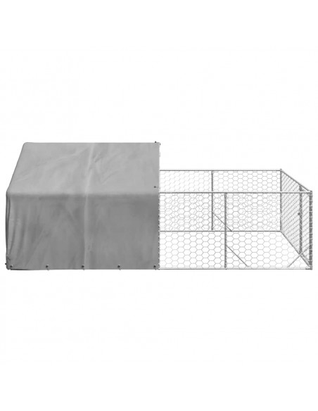 Cuccia per Cani da Esterno con Recinto 4x2x1,5m Acciaio Zincato