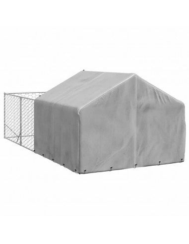 Cuccia per Cani da Esterno con Recinto 4x2x1,5m Acciaio Zincato