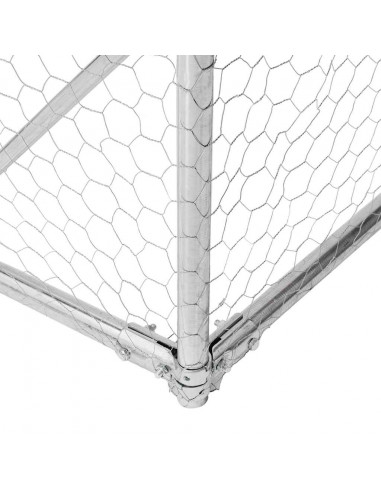 Cuccia per Cani da Esterno con Recinto 4x2x1,5m Acciaio Zincato