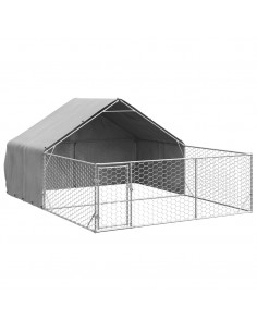 Cuccia per Cani da Esterno con Recinto 4x3x1,9m Acciaio Zincato