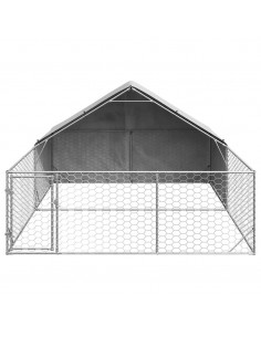 Cuccia per Cani da Esterno con Recinto 4x3x1,9m Acciaio Zincato 2