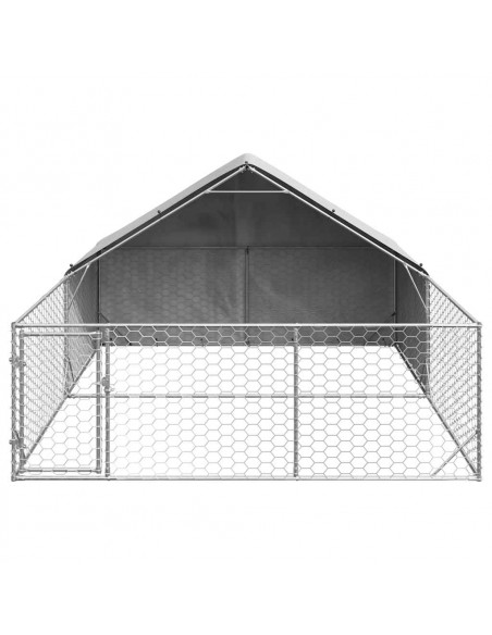 Cuccia per Cani da Esterno con Recinto 4x3x1,9m Acciaio Zincato