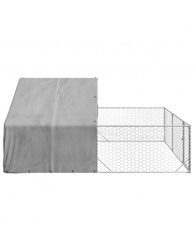 Cuccia per Cani da Esterno con Recinto 4x3x1,9m Acciaio Zincato