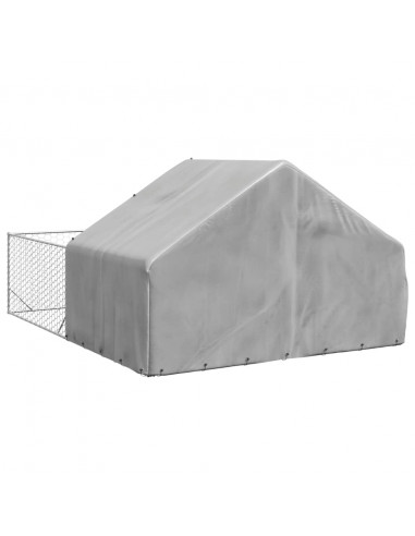 Cuccia per Cani da Esterno con Recinto 4x3x1,9m Acciaio Zincato