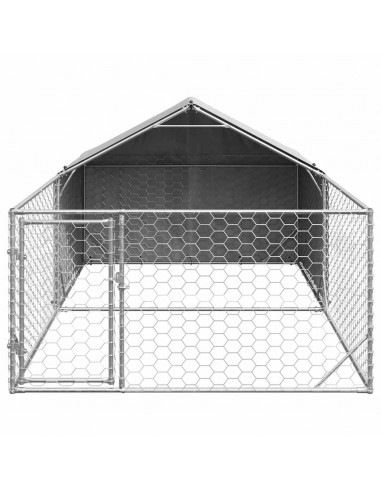 Cuccia per Cani da Esterno con Recinto 5x2x1,5m Acciaio Zincato