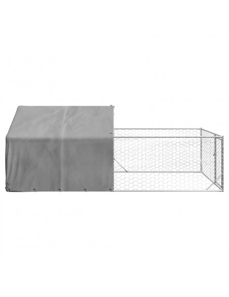 Cuccia per Cani da Esterno con Recinto 5x2x1,5m Acciaio Zincato