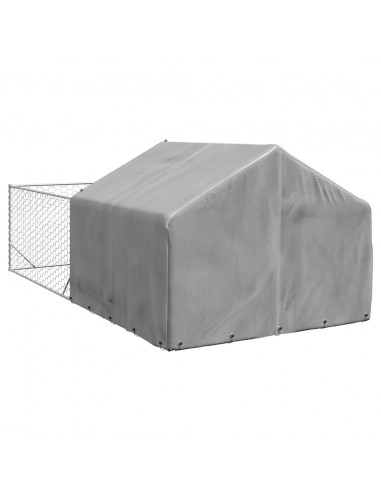 Cuccia per Cani da Esterno con Recinto 5x2x1,5m Acciaio Zincato