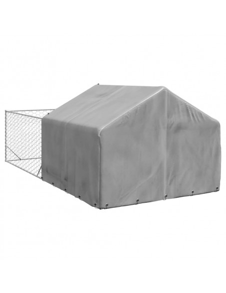 Cuccia per Cani da Esterno con Recinto 5x2x1,5m Acciaio Zincato