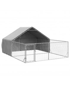 Cuccia per Cani da Esterno con Recinto 5x3x1,9m Acciaio Zincato