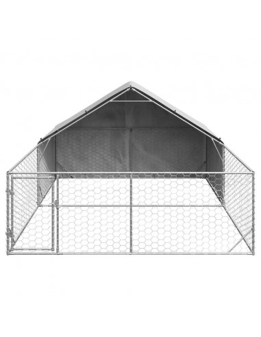 Cuccia per Cani da Esterno con Recinto 5x3x1,9m Acciaio Zincato